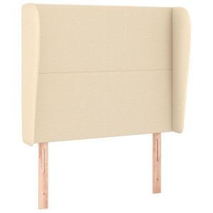 Cabecero con orejas de tela color crema 93x23x118/128 cm H