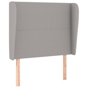 Cabeceira de cama c/ abas tecido 93x23x118/128cm cinzento-claro H