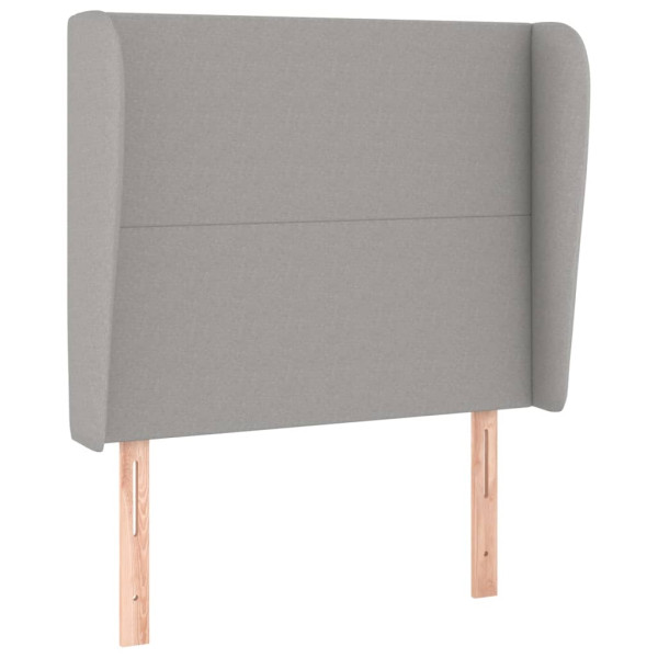 Cabeceira de cama c/ abas tecido 93x23x118/128cm cinzento-claro M 2