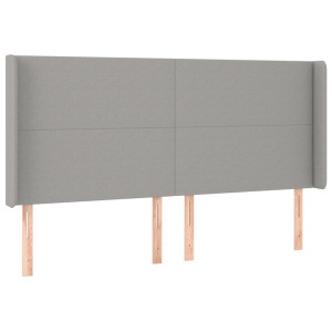 Cabecero con orejas de tela gris claro 183x16x118/128 cm H