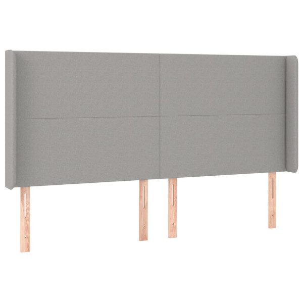 Cabecero con orejas de tela gris claro 183x16x118/128 cm M 2