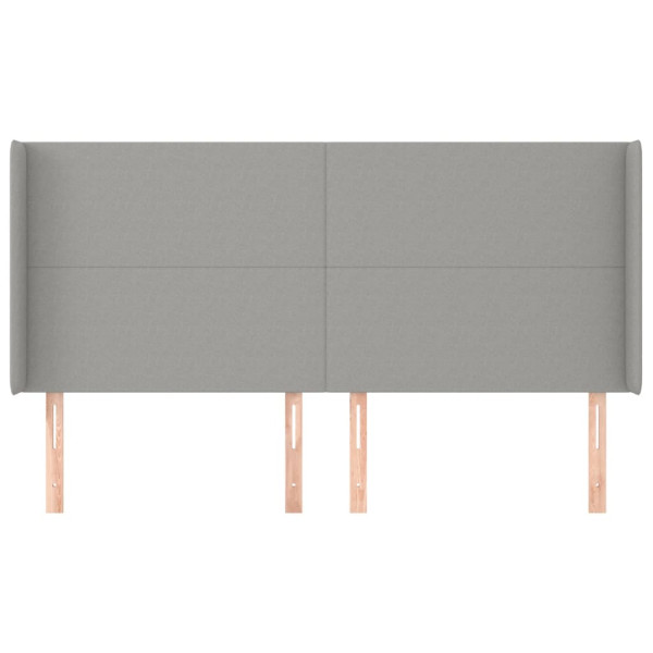 Cabecero con orejas de tela gris claro 183x16x118/128 cm M 3