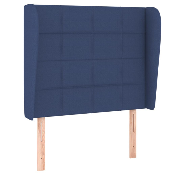 Cabeceira de cama c/ abas tecido 93x23x118/128 cm azul M 2