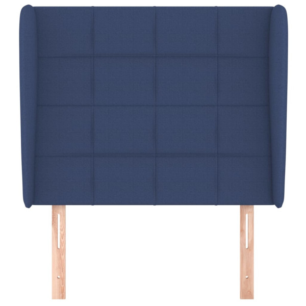 Cabeceira de cama c/ abas tecido 93x23x118/128 cm azul M 3