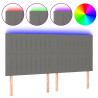 Cabeceira de cama c/ LED tecido 180x5x118/128 cm cinza-escuro 2