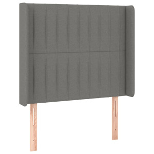 Cabeceira cama c/ abas tecido 93x16x118/128 cm cinzento-escuro H