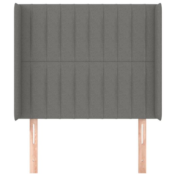 Cabecero con orejas de tela gris oscuro 93x16x118/128 cm M 3