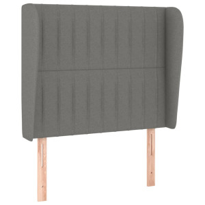 Cabecero con orejas de tela gris oscuro 93x23x118/128 cm H