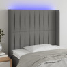 Cabecero con LED de tela gris oscuro 93x16x118/128 cm 1