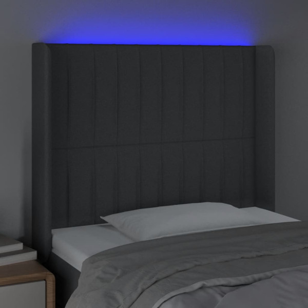 Cabecero con LED de tela gris oscuro 93x16x118/128 cm M 4