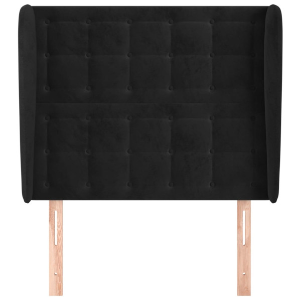 Cabecero con orejas de terciopelo negro 103x23x118/128 cm M 3