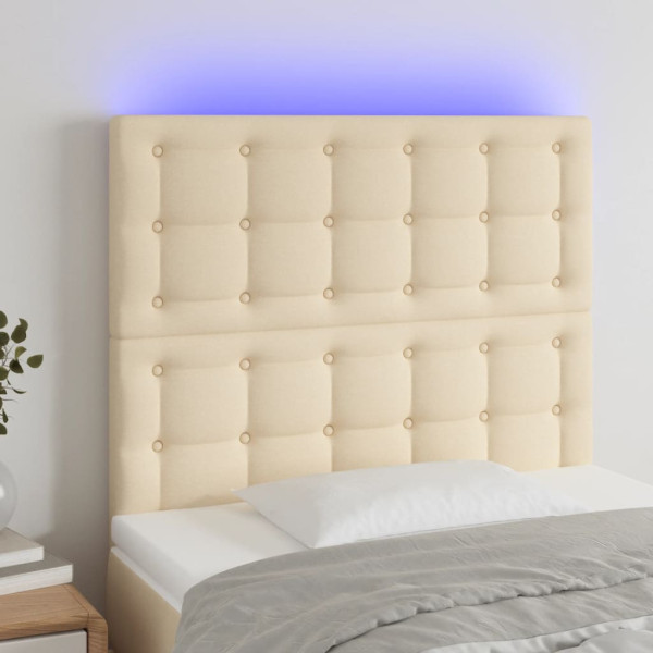 Cabecero con luces LED tela crema 80x5x118/128 cm D