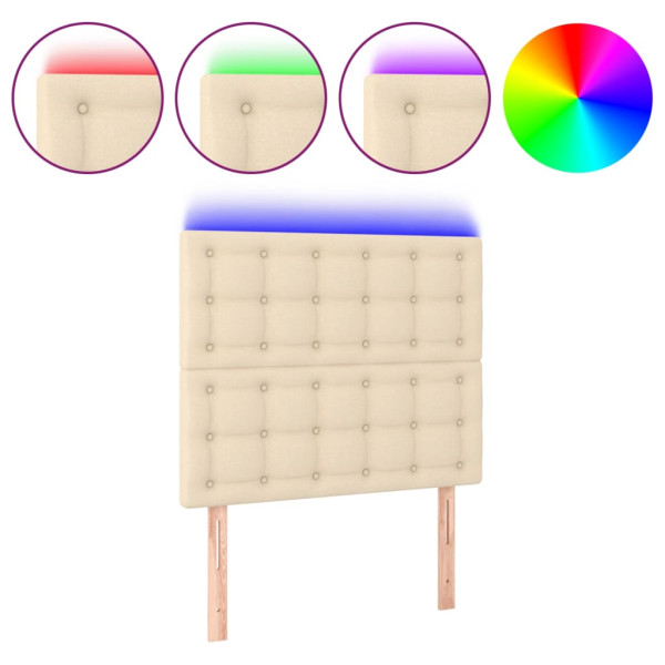Cabeceira de cama c/ LED tecido 80x5x118/128cm crème M 2