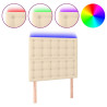Cabecero con luces LED tela crema 80x5x118/128 cm 2