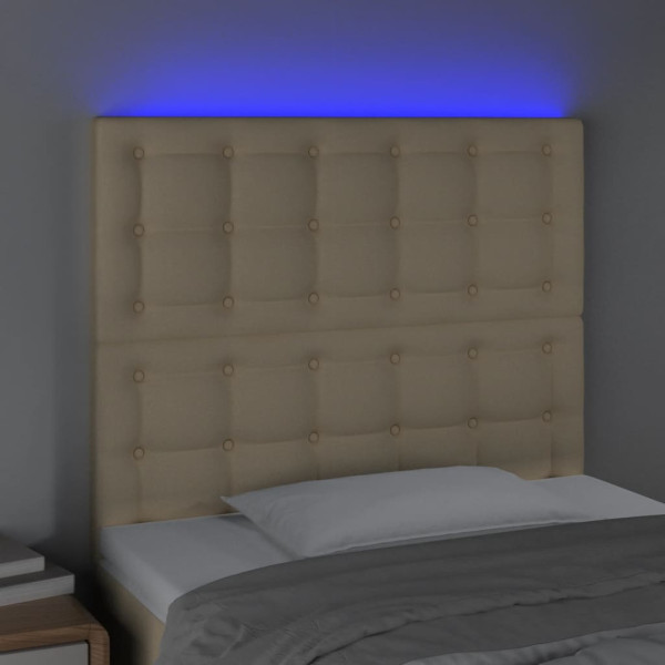 Cabecero con luces LED tela crema 80x5x118/128 cm M 3
