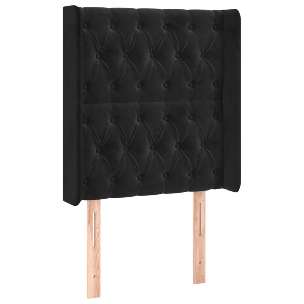 Cabecero con orejas de terciopelo negro 83x16x118/128 cm M 2