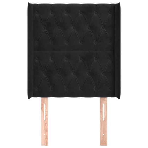Cabecero con orejas de terciopelo negro 83x16x118/128 cm M 3