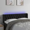 Cabecero con LED de terciopelo negro 163x16x78/88 cm 1