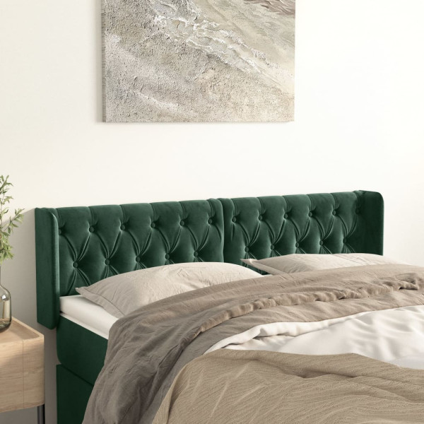 Cabecero de terciopelo verde oscuro 163x16x78/88 cm D