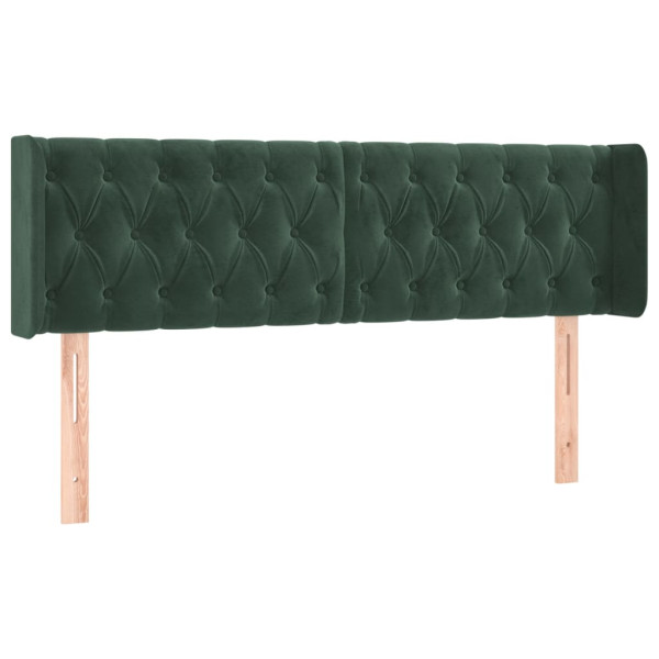 Cabeceira de cama c/ abas veludo 163x16x78/88cm verde-escuro M 2