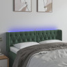 Cabeceira cama c/ luzes LED veludo 163x16x78/88 cm verde-escuro 1