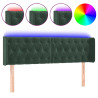Cabeceira cama c/ luzes LED veludo 163x16x78/88 cm verde-escuro 2