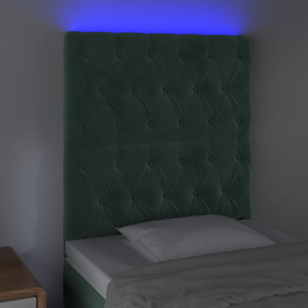 Cabecero con luces LED terciopelo verde oscuro 80x7x118/128 cm M 3