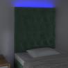 Cabeceira de cama c/ LED veludo 80x7x118/128 cm verde-escuro 3