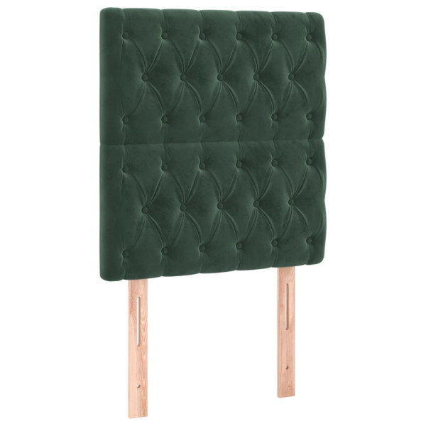 Cabeceira de cama c/ LED veludo 80x7x118/128 cm verde-escuro M 4