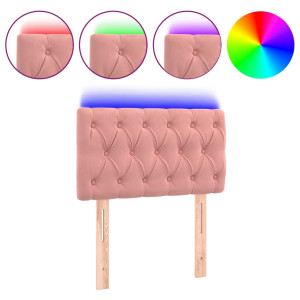 Cabeceira de cama c/ luzes LED veludo 80x7x78/88 cm rosa H