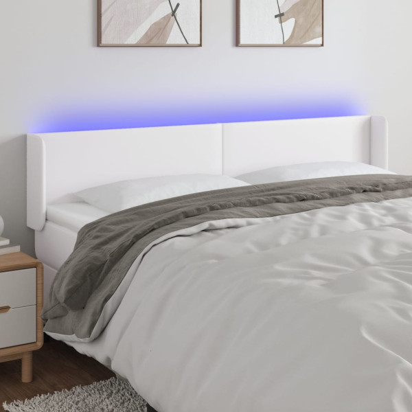 Cabecero con LED cuero sintético blanco 163x16x78/88 cm D