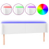 Cabecero con LED cuero sintético blanco 163x16x78/88 cm 2
