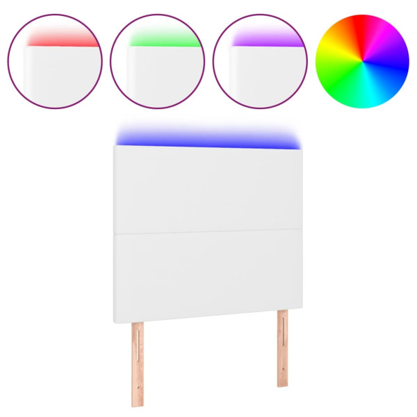Cabeceira cama c/ LED couro artificial 80x5x118/128 cm branco M 2