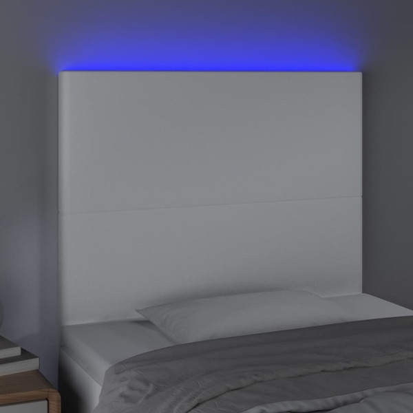 Cabecero con luces LED cuero sintético blanco 80x5x118/128 cm M 3