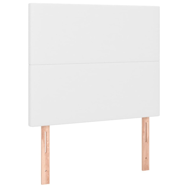 Cabeceira cama c/ LED couro artificial 80x5x118/128 cm branco M 4