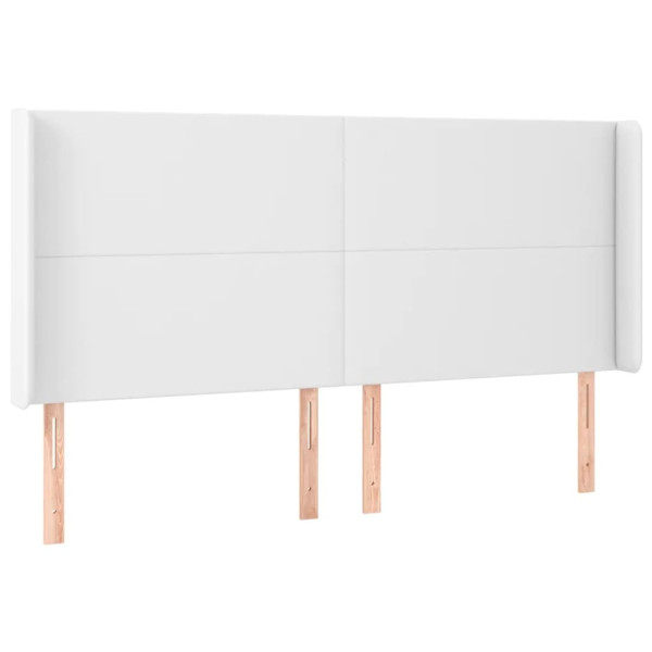 Cabeceira cama c/ LED couro artificial 163x16x118/128 cm branco M 3