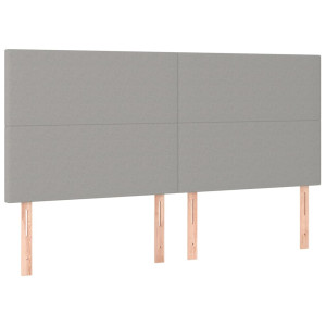Cabeceira de cama 4 pcs tecido 90x5x78/88 cm cinzento-claro H
