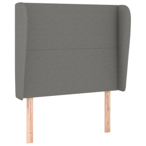 Cabecero con orejas de tela gris oscuro 93x23x118/128 cm H