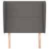Cabecero con orejas de cuero sintético gris 83x23x118/128 cm 3