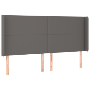 Cabeceira cama c/ abas couro artif. 163x16x118/128 cm cinzento H