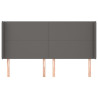 Cabecero con orejas cuero sintético gris 163x16x118/128cm 3
