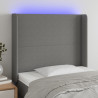 Cabecero con LED de tela gris oscuro 93x16x118/128 cm 1