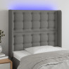 Cabecero con LED de tela gris oscuro 93x16x118/128 cm 1
