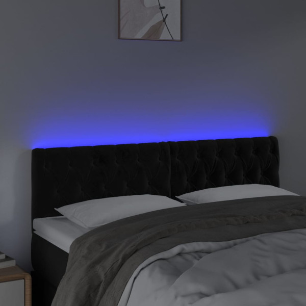 Cabeceira de cama c/ luzes LED veludo 144x7x78/88 cm preto M 3