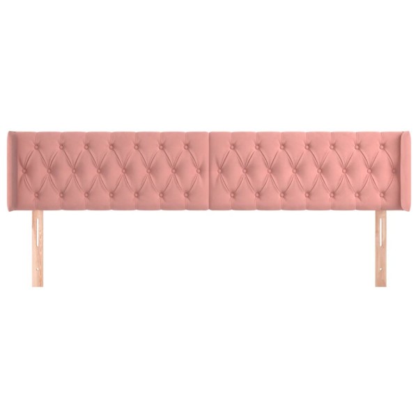 Cabeceira de cama c/ abas veludo 203x16x78/88 cm rosa M 3
