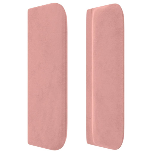 Cabeceira de cama c/ abas veludo 203x16x78/88 cm rosa M 4