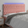 Cabeceira de cama c/ luzes LED veludo 200x7x118/128 cm rosa 1