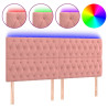 Cabecero con luces LED terciopelo rosa 200x7x118/128 cm 2