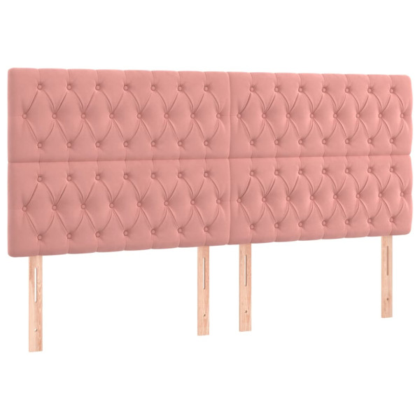 Cabecero con luces LED terciopelo rosa 200x7x118/128 cm M 4