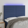 Cabecero con luces LED tela azul 144x5x118/128 cm 1